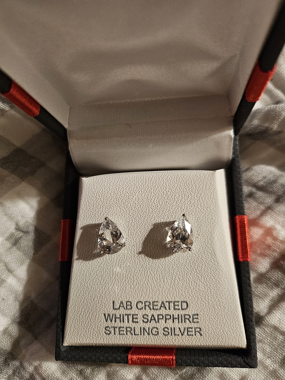 Sterling Silver Pear White Sapphire Stud Earrings